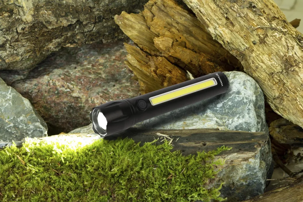 Rechargeable LED flashlight with 3W power LED and 3W COB LED