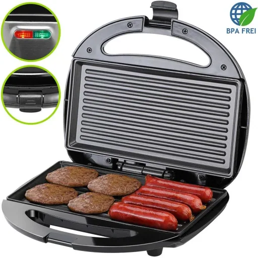 Contact grill - Panini grill - Black/Silver 750W