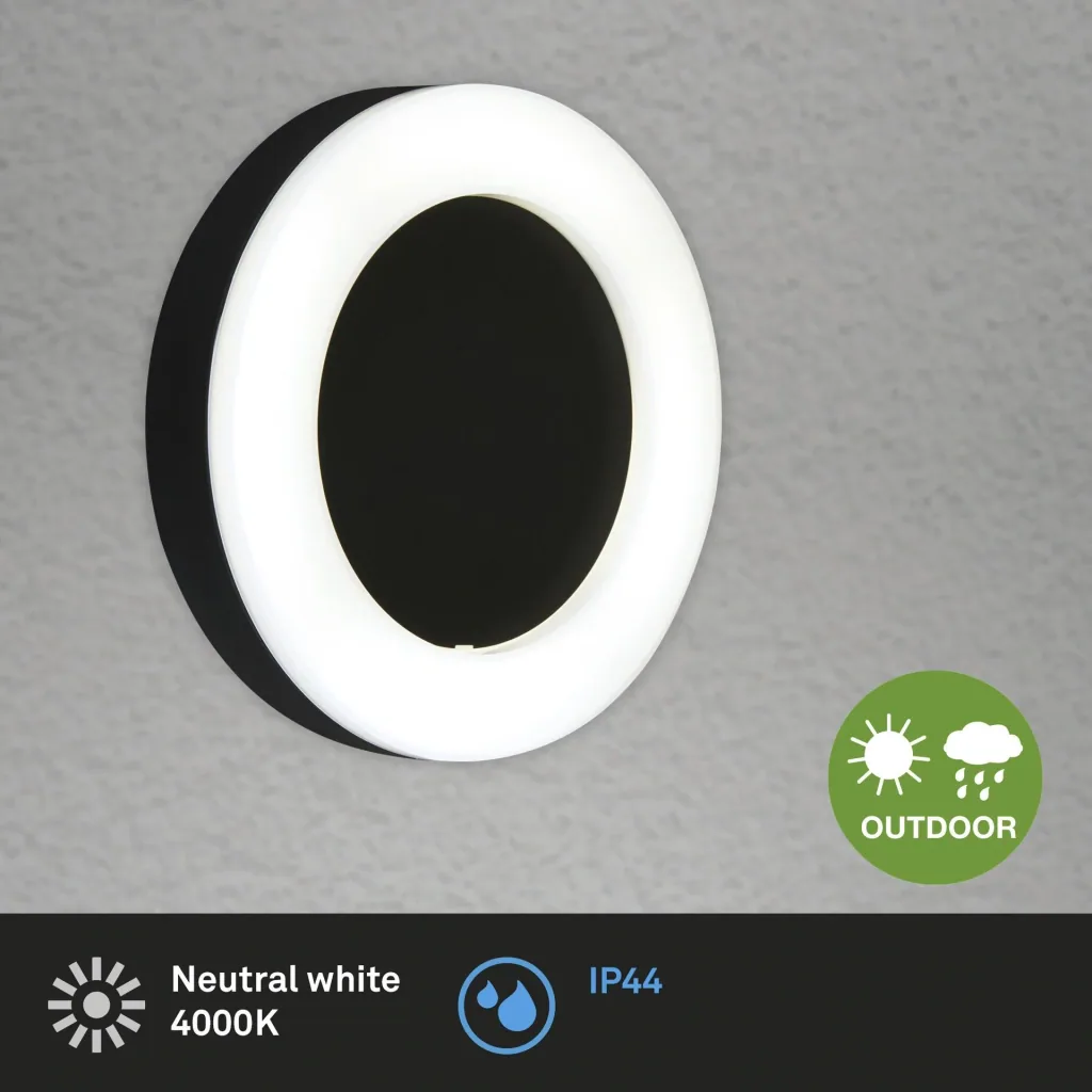 RIGA LED outdoor wall light, black, IP44, 15 watts, 1,550 lm, 4,000 K