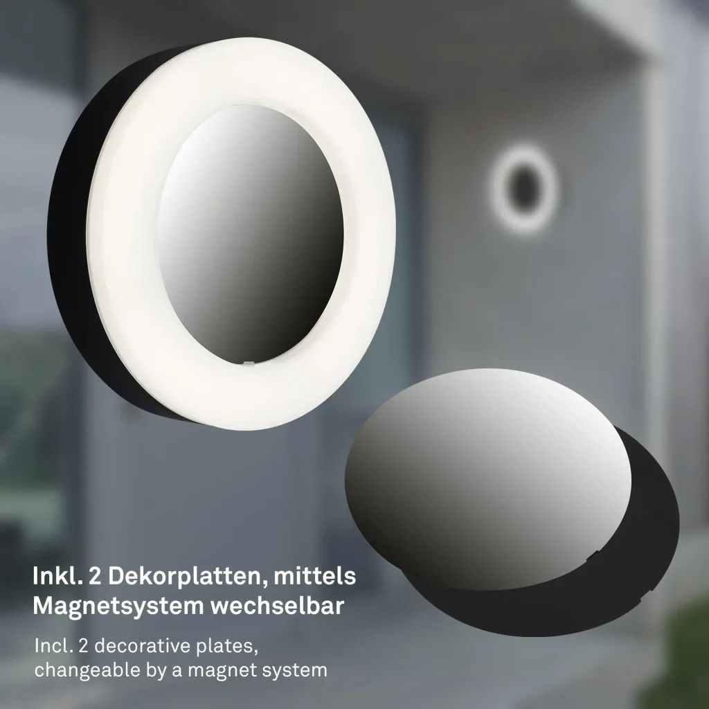 RIGA LED outdoor wall light, black, IP44, 15 watts, 1,550 lm, 4,000 K