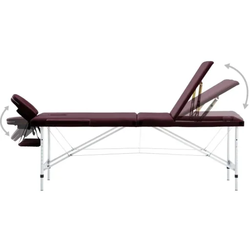 Foldable massage table 3 zones aluminum purple
