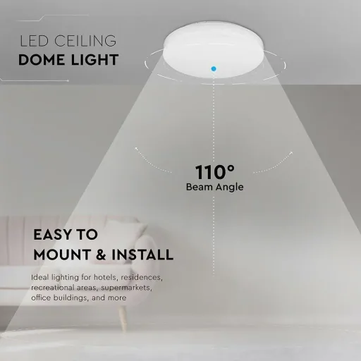 VT-8033 LED Ceiling Light - White - Round - Suitable for Bathrooms