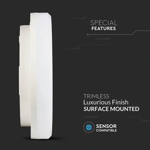 VT-8033 LED Ceiling Light - White - Round - Suitable for Bathrooms