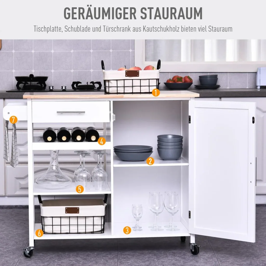 Kitchen trolley with drawer