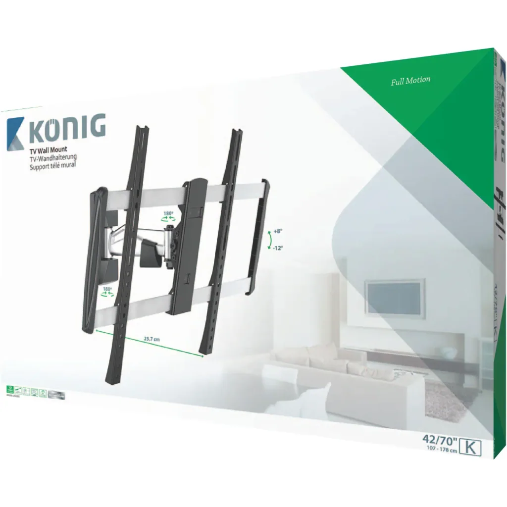 TV wall mount fully movable 42 - 70 " 35 kg Silver/Black