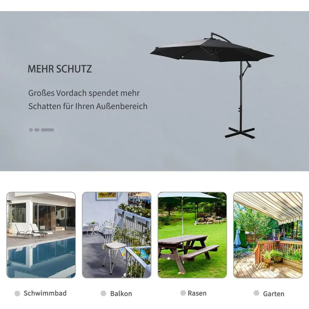 Cantilever umbrella with hand crank