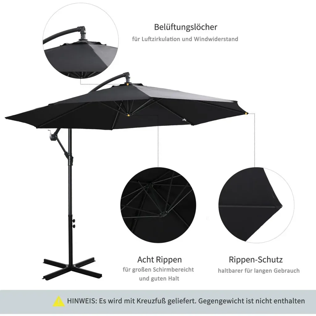 Cantilever umbrella with hand crank