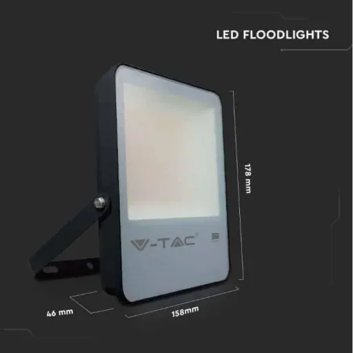 VT-52 LED Floodlight - 50 W - 6850 Lm - 4000K - Black - Extra Efficient