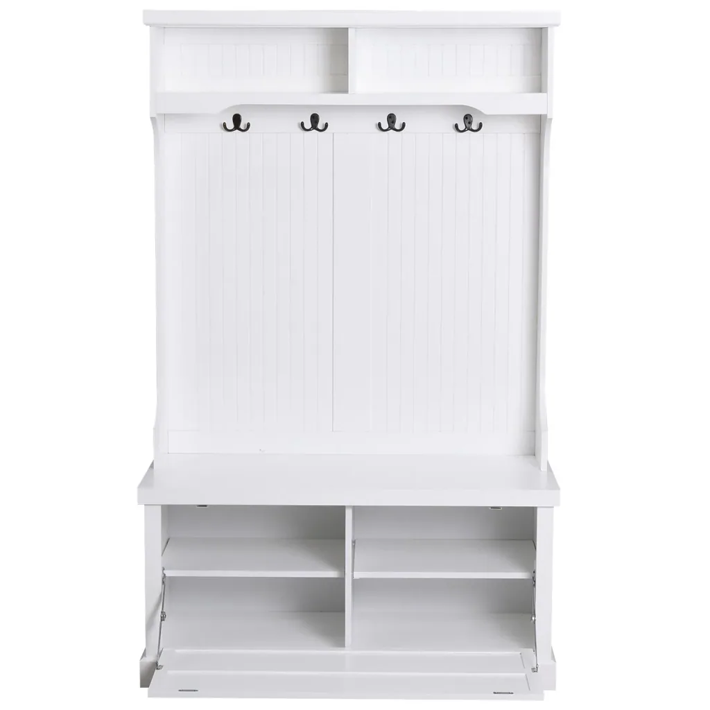 Wardrobe with bench, white