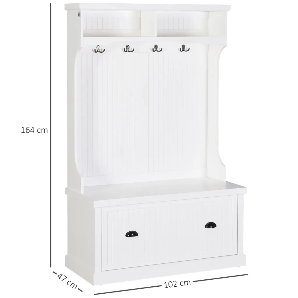 Wardrobe with bench, white