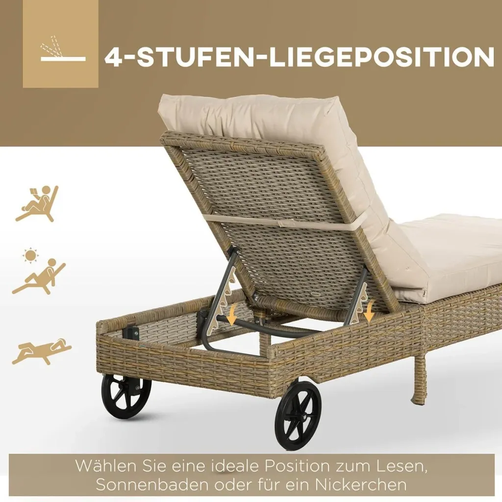 6-piece lounge set in rattan look, metal+polyester, grey