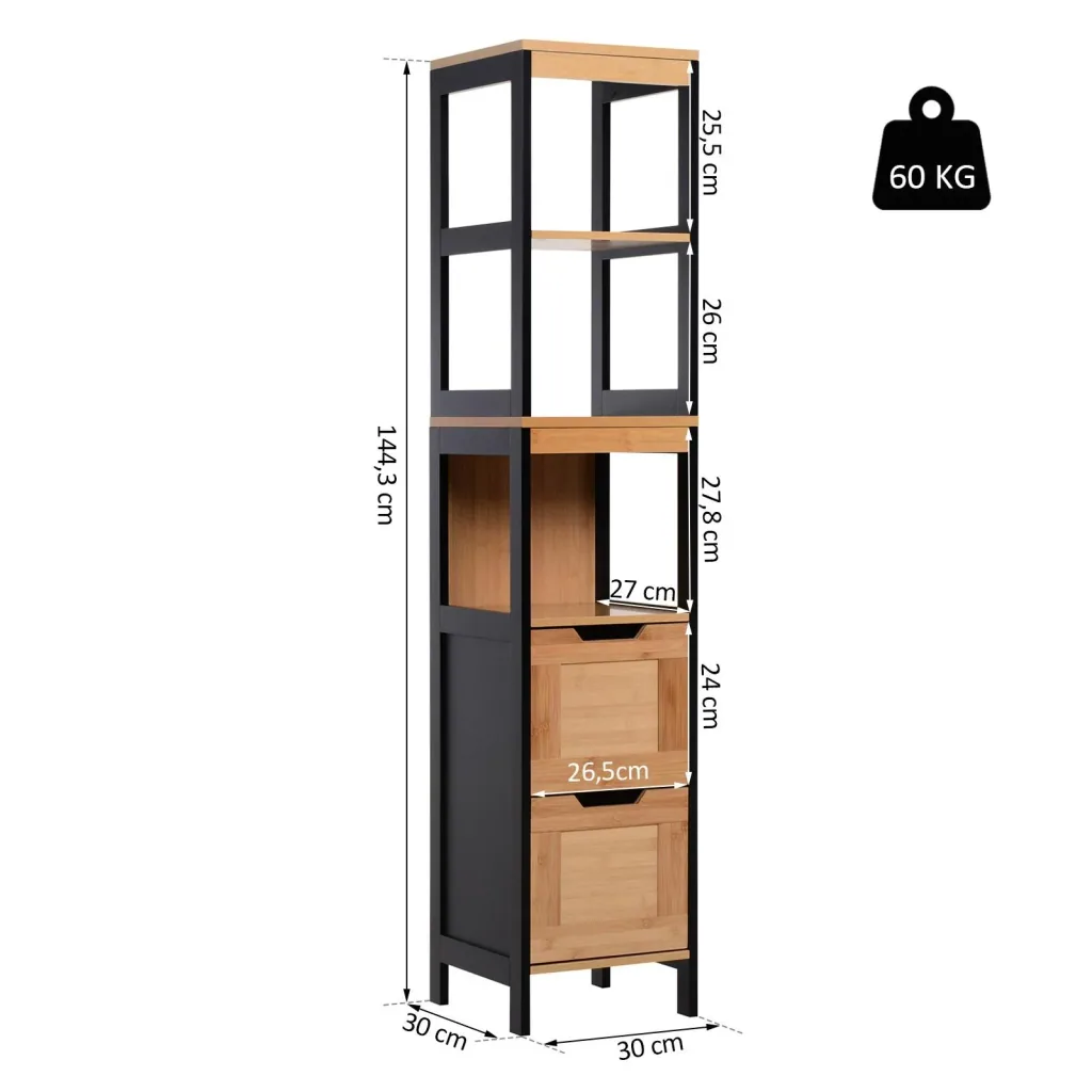 Bathroom shelf with 3 shelves