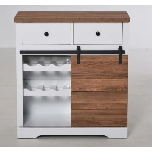 Kitchen cabinet with sliding door white
