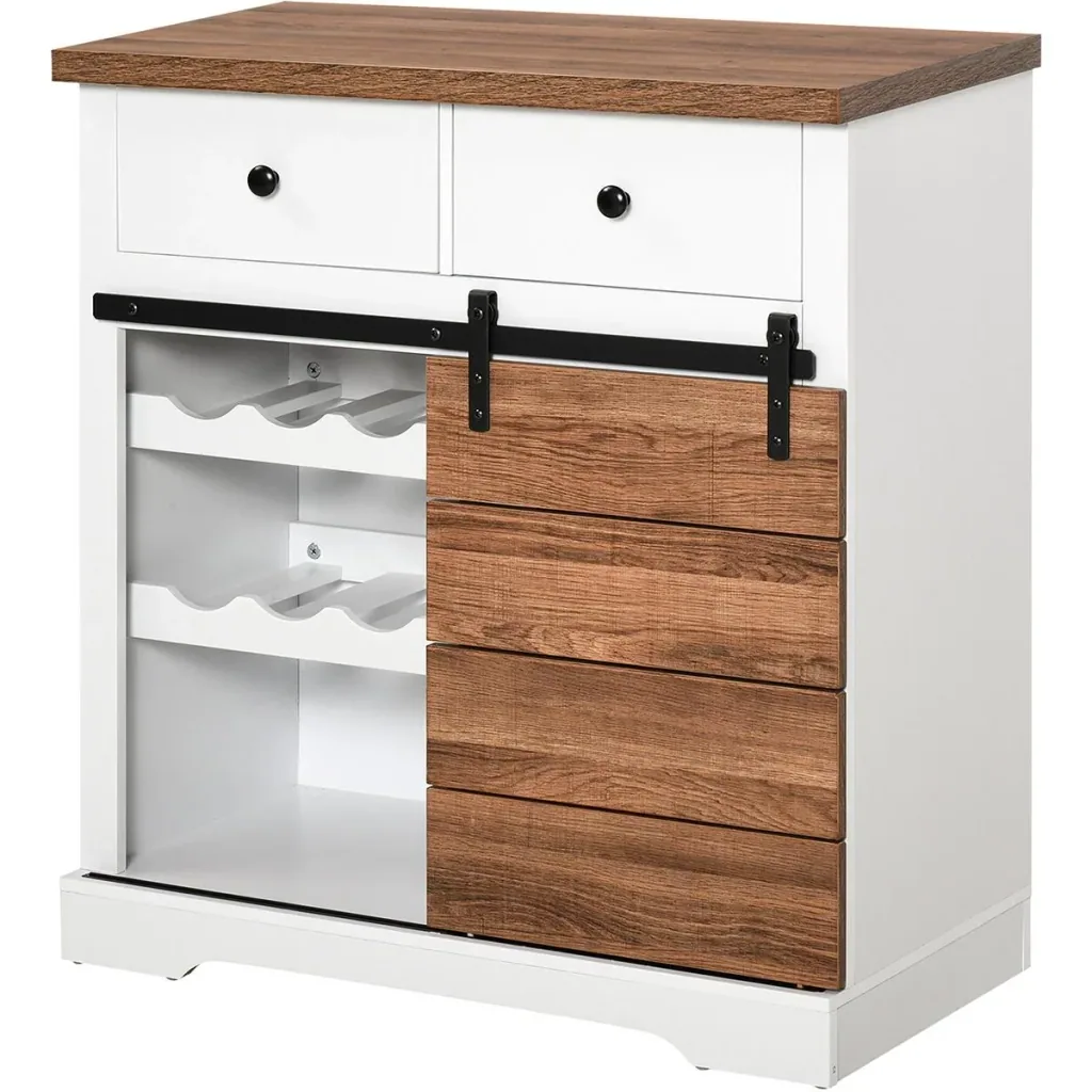 Kitchen cabinet with sliding door white