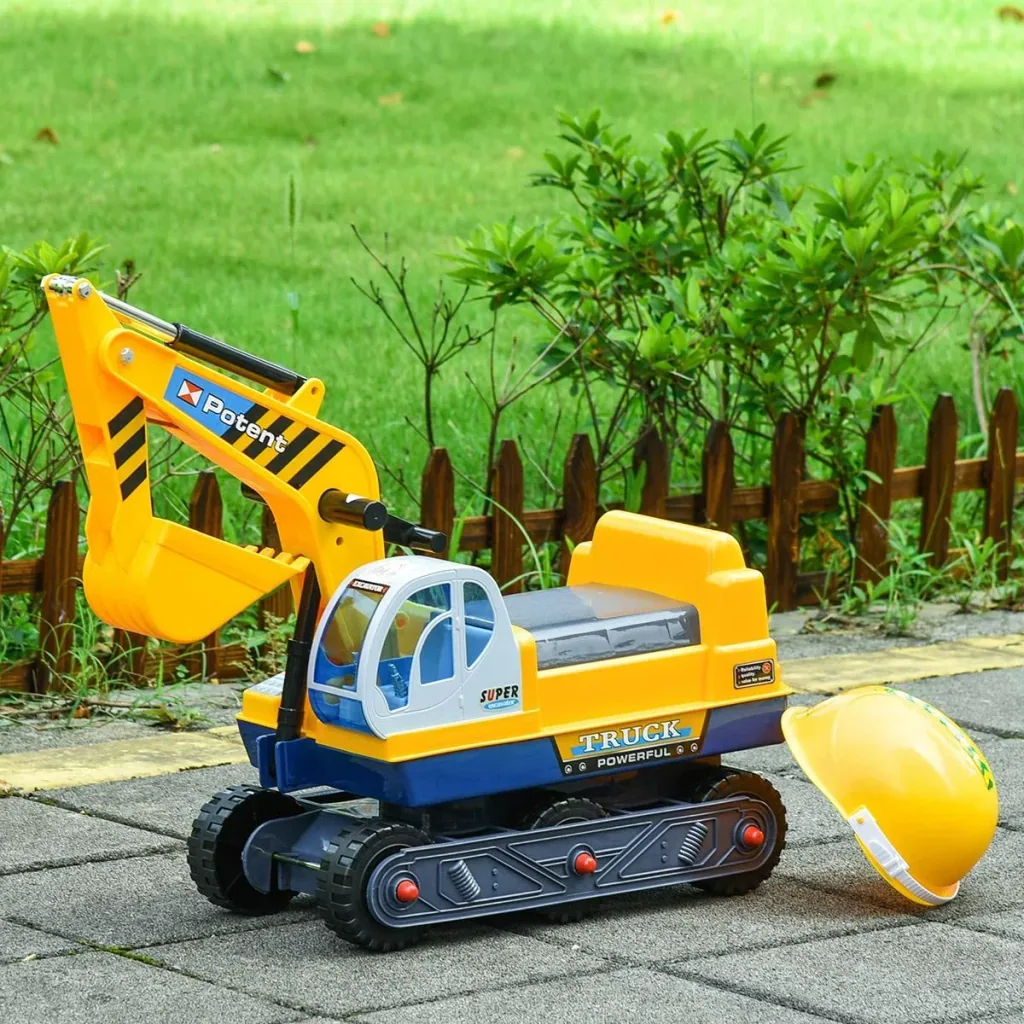 Children's excavator seat excavator for toddlers ride-on children's excavator seat with built-in storage compartment balance bike with protective helmet dre