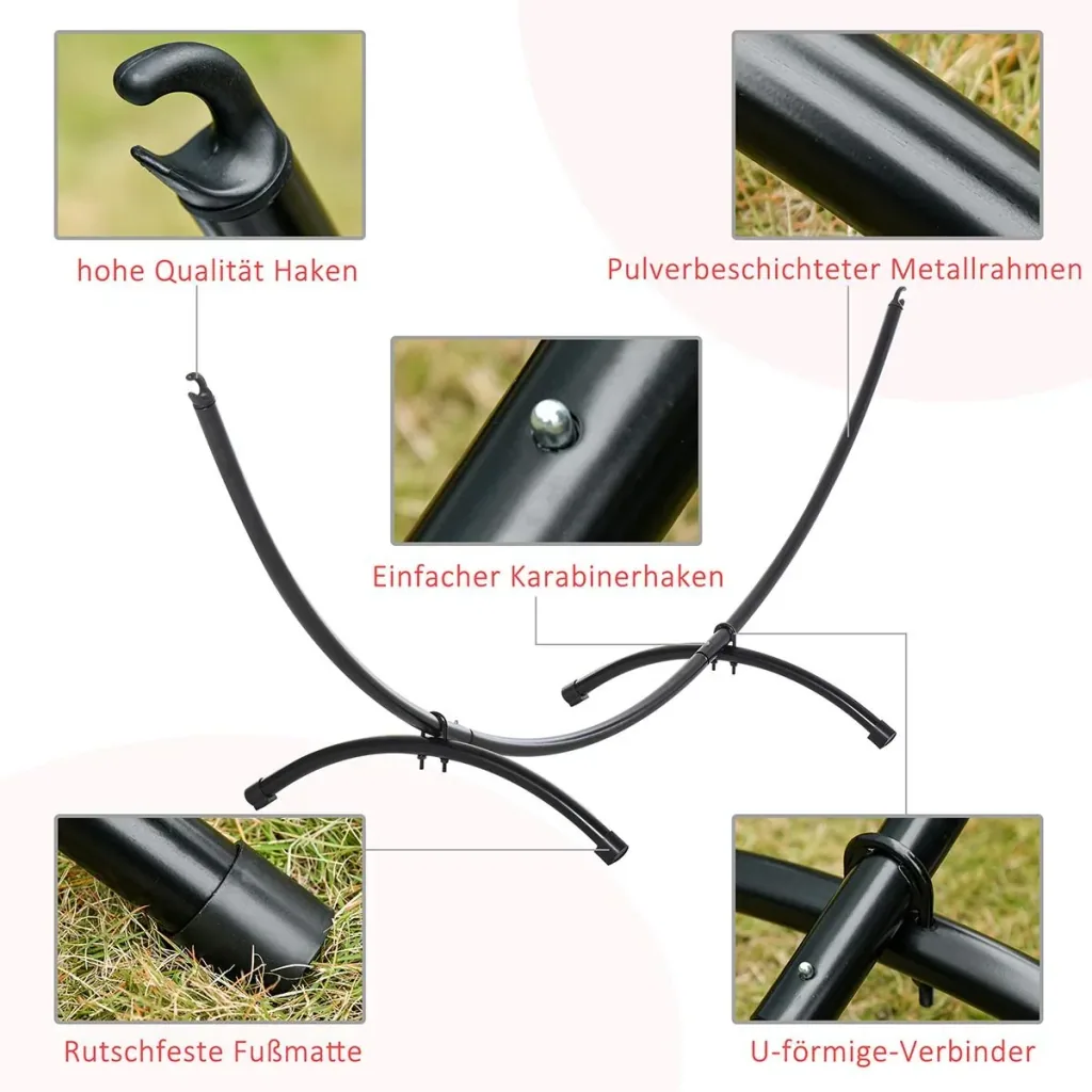 Hammock stand made of black metal