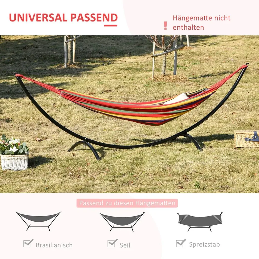 Hammock stand made of black metal