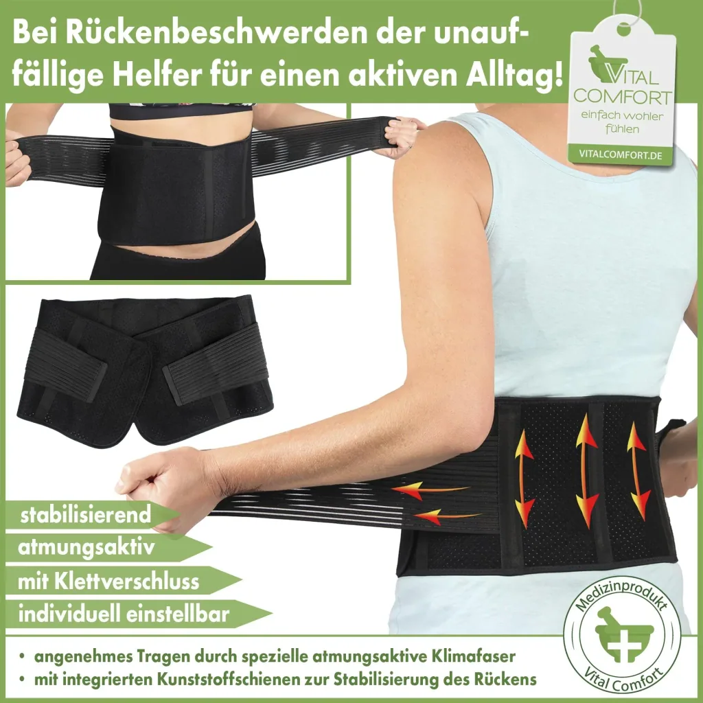 Flexitek active back brace with Velcro fastener, back support belt, one size, black