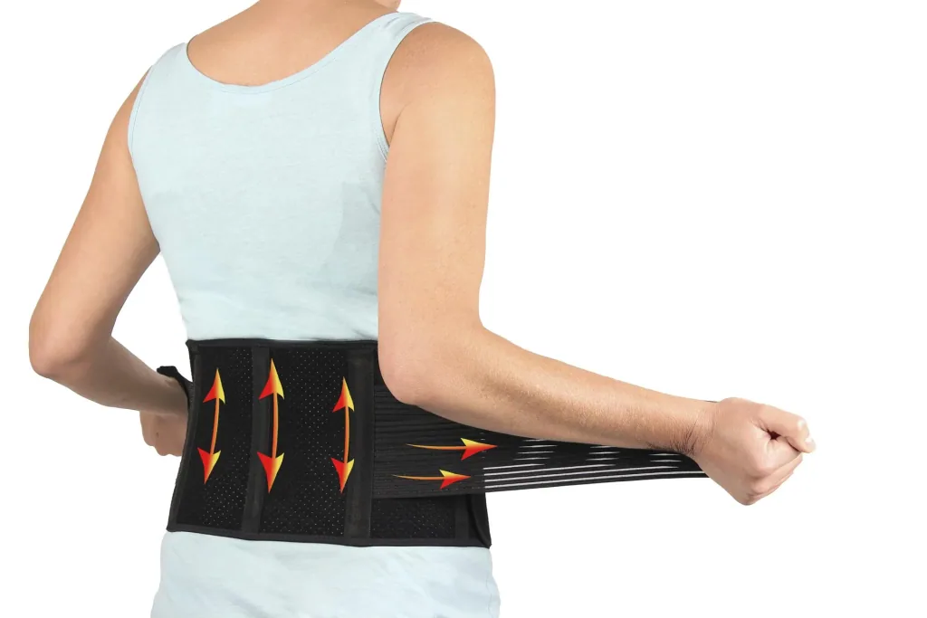 Flexitek active back brace with Velcro fastener, back support belt, one size, black