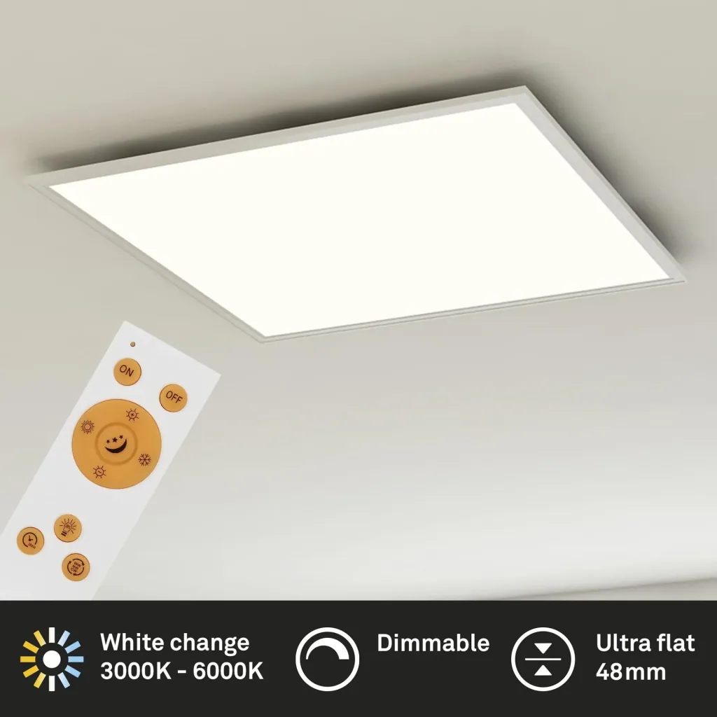 Ultra-flat LED panel, square, 59.5 cm, CCT, 36 watts, white