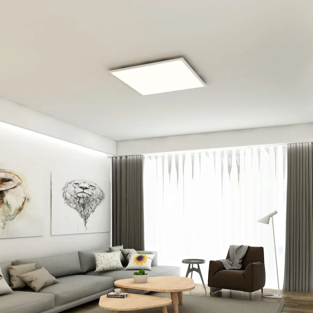 Ultra-flat LED panel, square, 59.5 cm, CCT, 36 watts, white