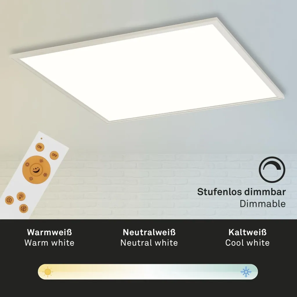 Ultra-flat LED panel, square, 59.5 cm, CCT, 36 watts, white