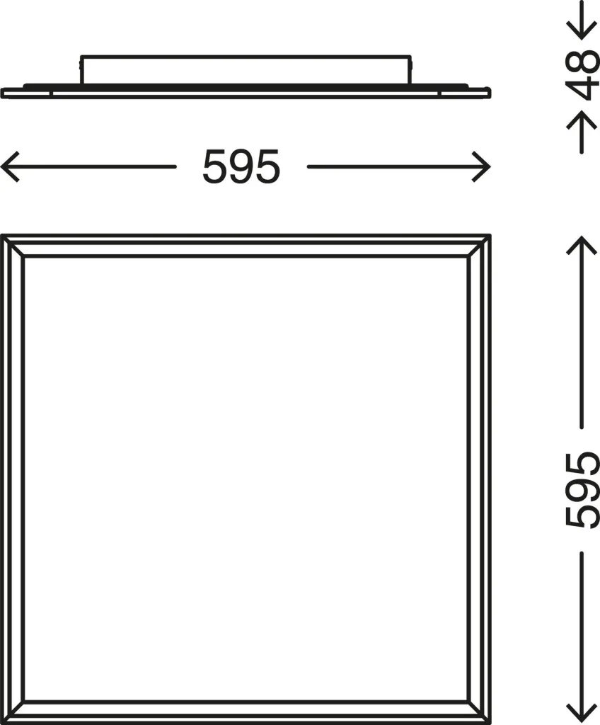 Ultra-flat LED panel, square, 59.5 cm, CCT, 36 watts, white