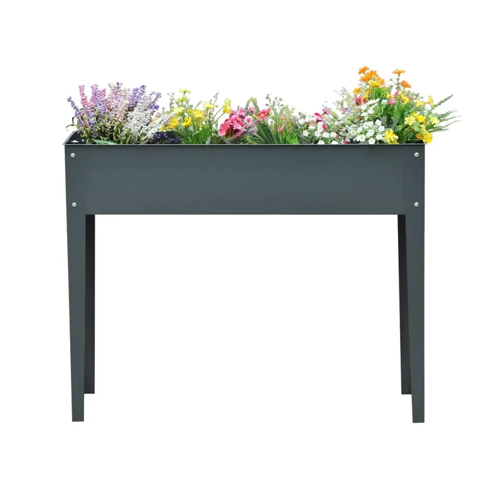 Raised bed with drainage holes dark grey