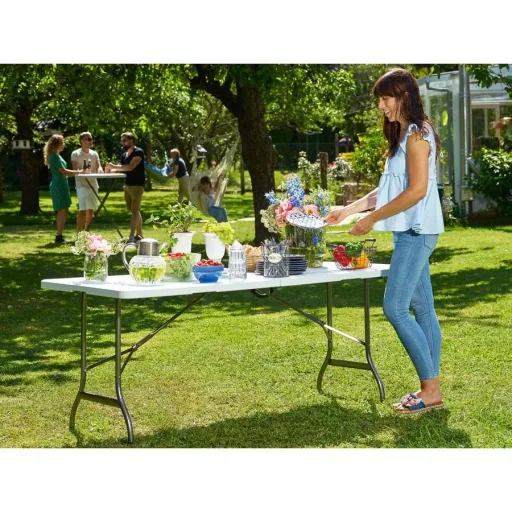 Folding table | Camping table | Garden table | Folding table | White - Plastic 183 x 76 x 74 cm