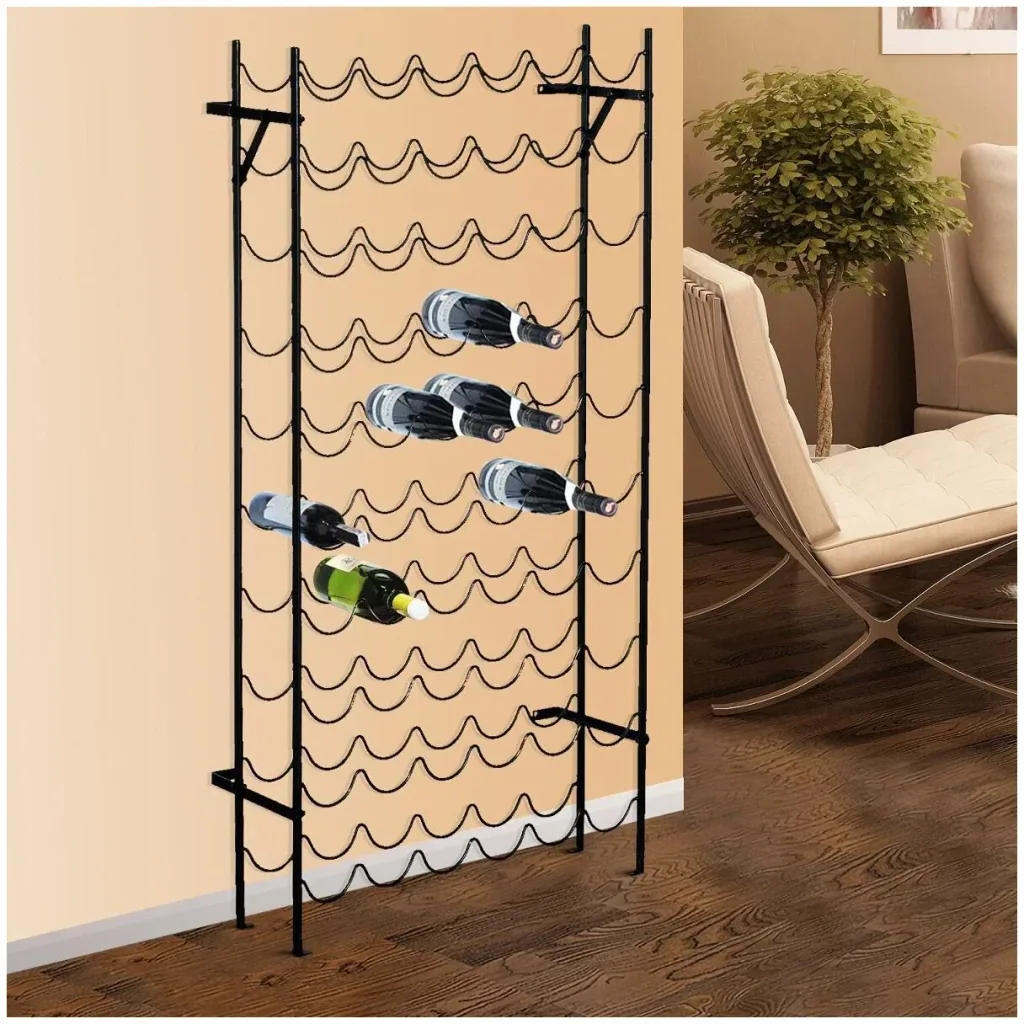 Wine rack bottle rack for 60 bottles metal black