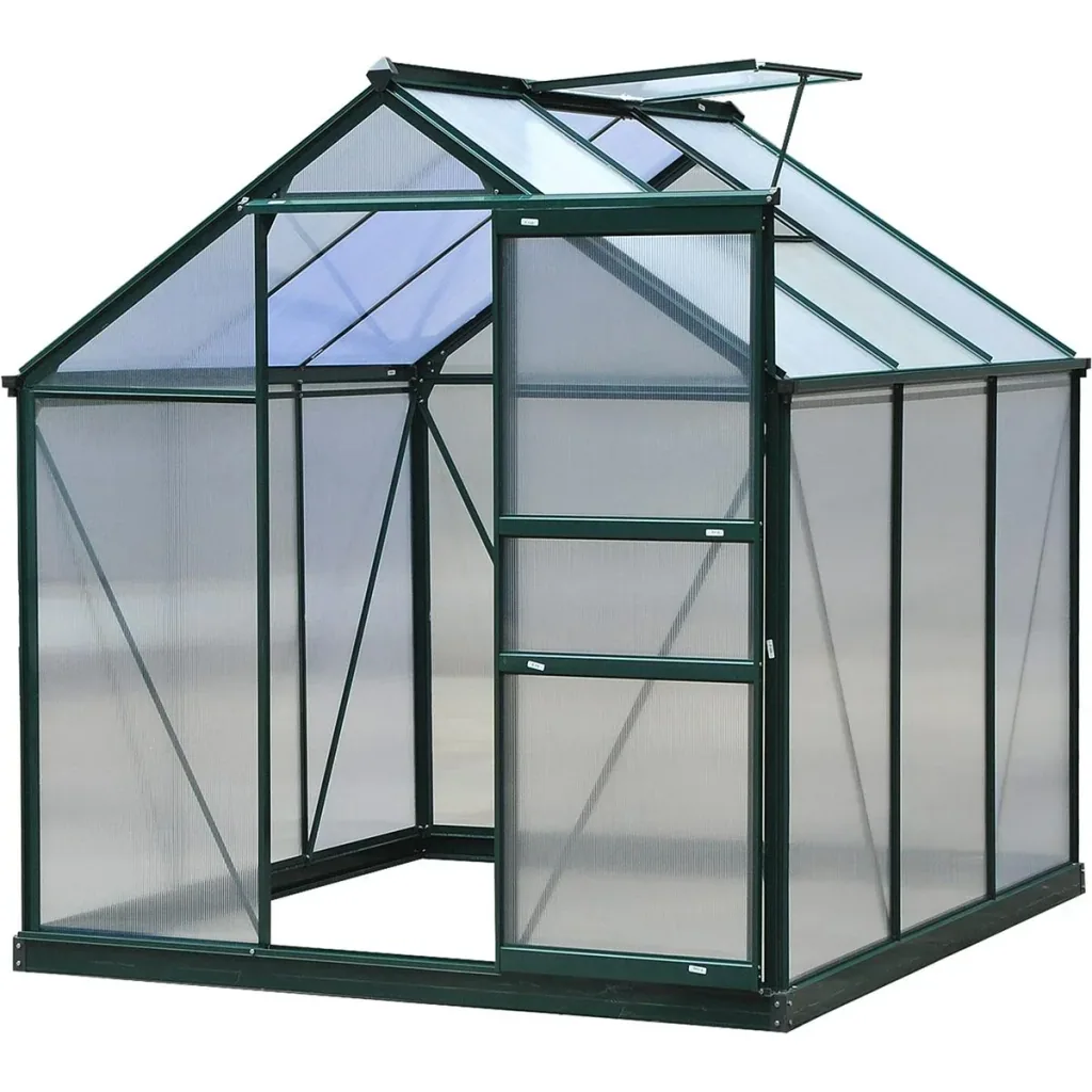 Greenhouse with roof hatch - polycarbonate casing - 190 x 132 x 201 cm