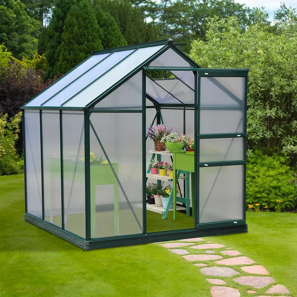 Greenhouse with roof hatch - polycarbonate casing - 190 x 132 x 201 cm