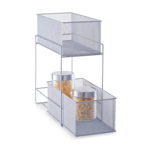 Tiered shelf with 2 baskets, mesh