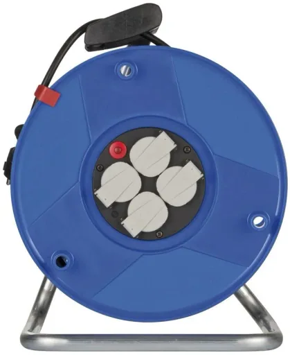 Garant IP20 cable reel, 290mm diameter, special plastic, 4 x 230V sockets, 50m