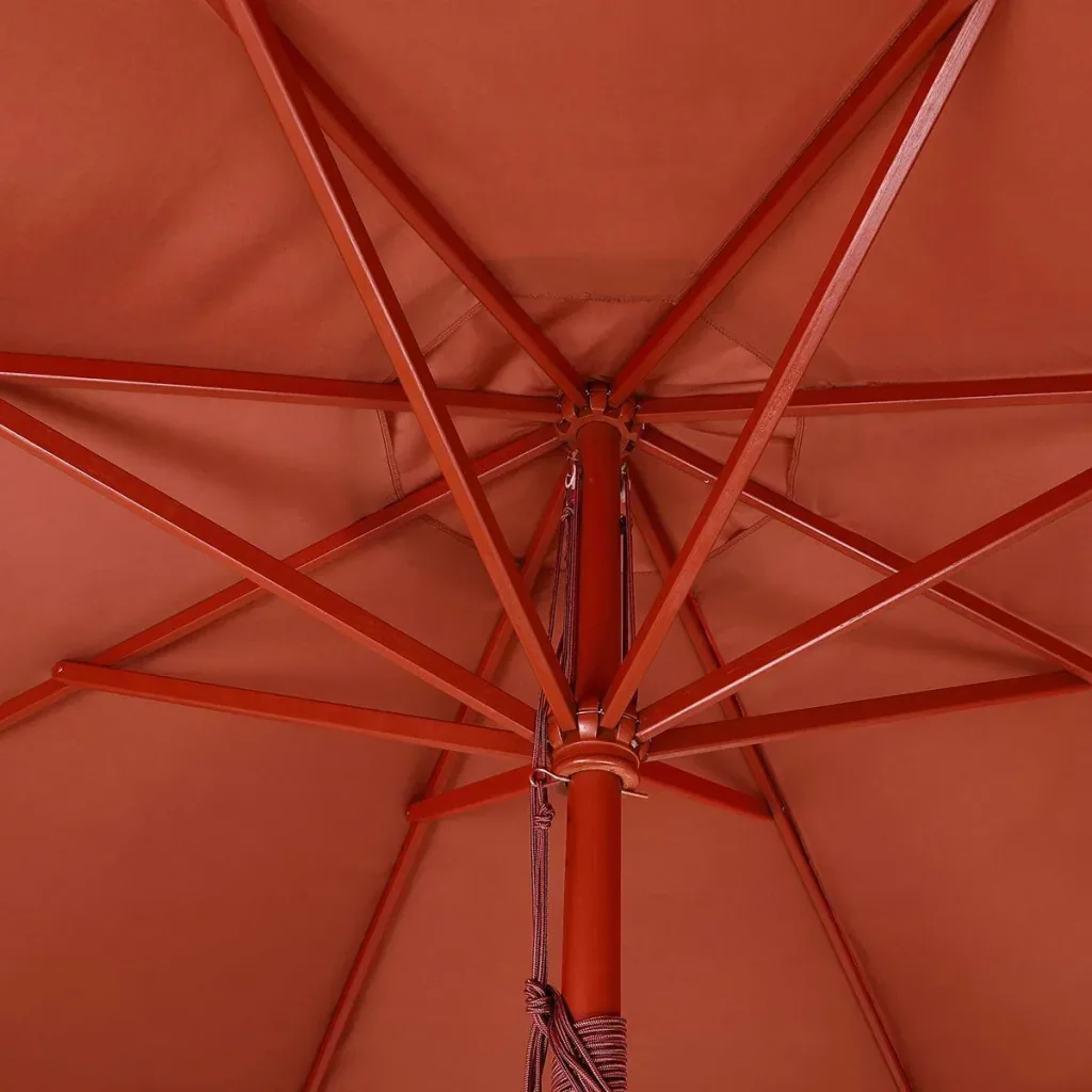 Terracotta wooden parasol 330cm UV protection 50+