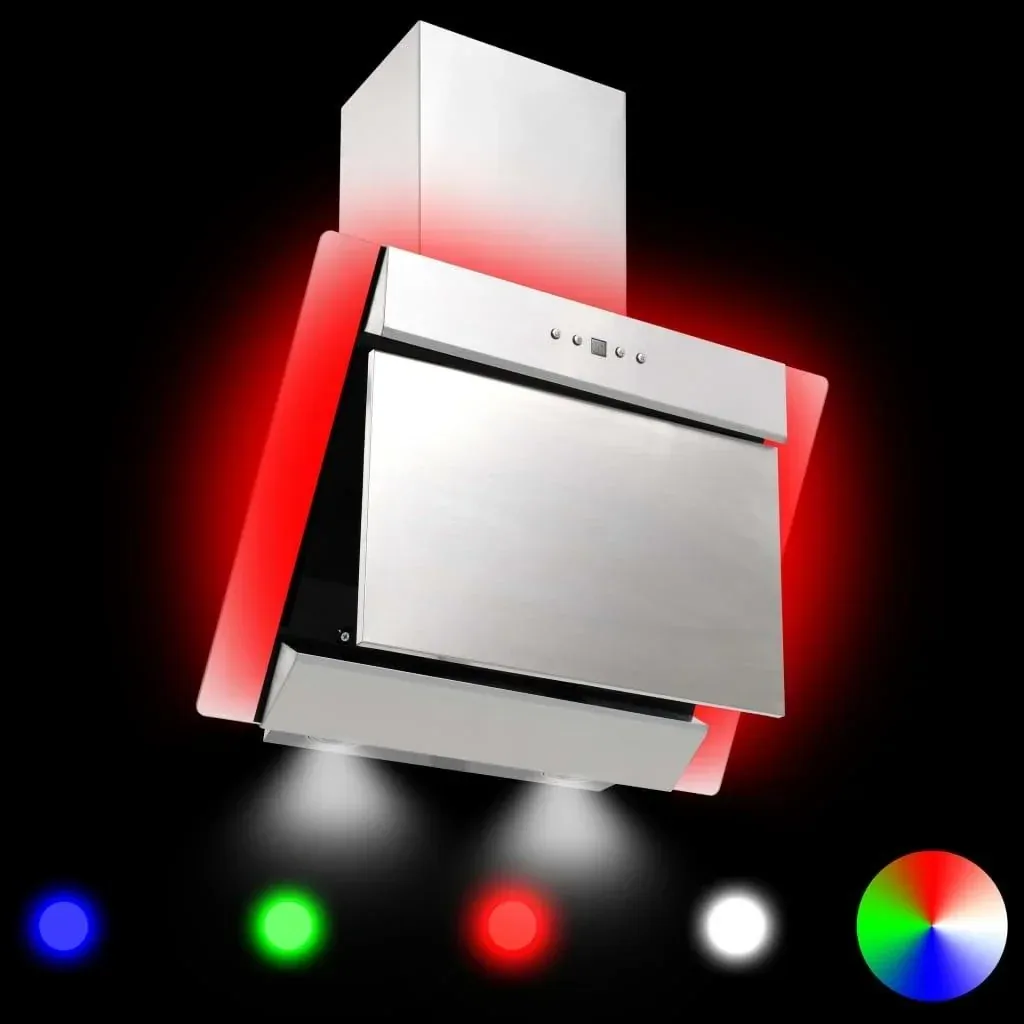 Extractor hood RGB-LED 60 cm made of stainless steel and tempered glass