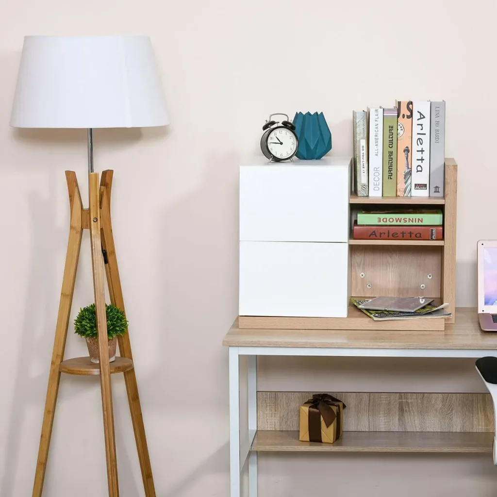 Desk Organizer Bookshelf Desk Shelf 2 School Drawers Chipboard MDF Home Office Kitchen Entrance Area Wei