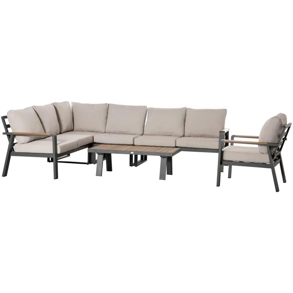 Lounge set - L-seater 6 people - cream/white