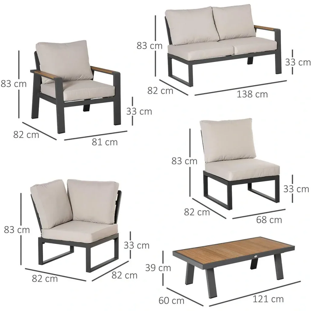 Lounge set - L-seater 6 people - cream/white