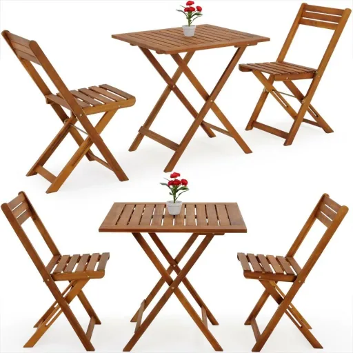 3-piece acacia wood balcony set.
