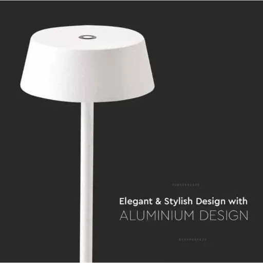 VT-7562 Table Lamp - 3000K - Dimmable by Touch - Rechargeable - White