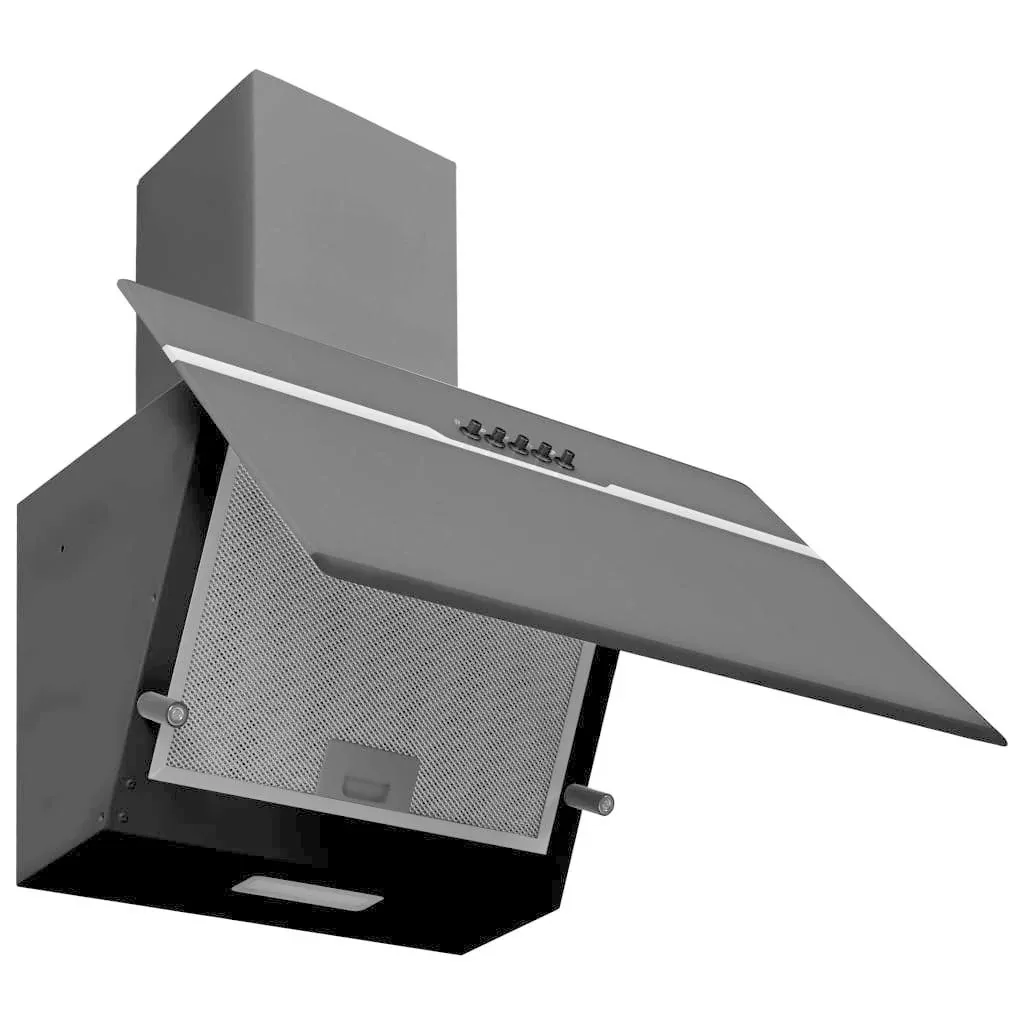 Wall hood 60 cm made of stainless steel and tempered glass black