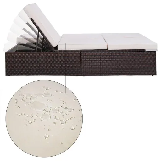 2-person lounger polyrotan brown - cream 193 x 116 x 33cm