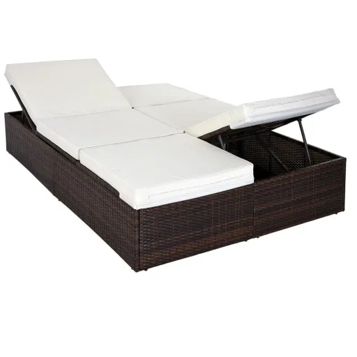 2-person lounger polyrotan brown - cream 193 x 116 x 33cm