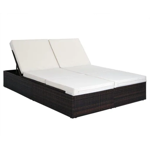 2-person lounger polyrotan brown - cream 193 x 116 x 33cm
