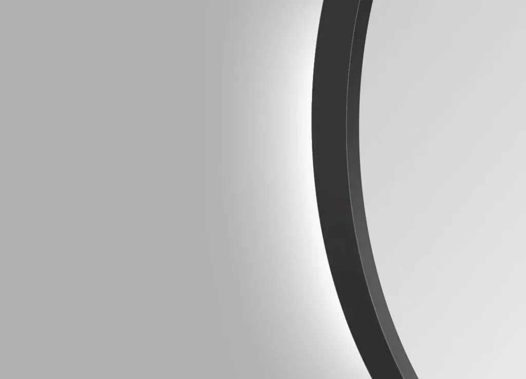 Decorative round wall mirror with indirect LED lighting in matt black Ø 80 cm