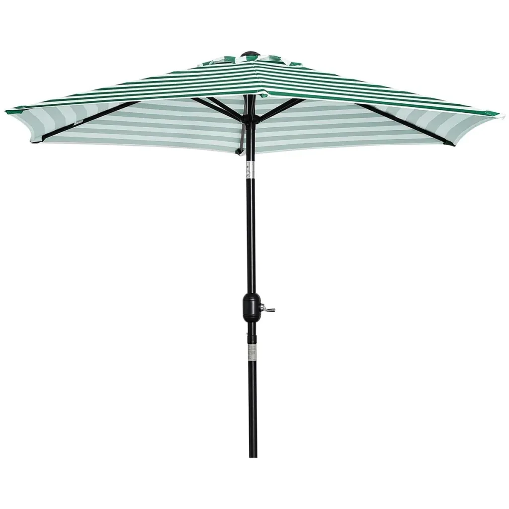Parasol garden parasol patio parasol frame steel outdoor green stripe Ø227 x 225 cm