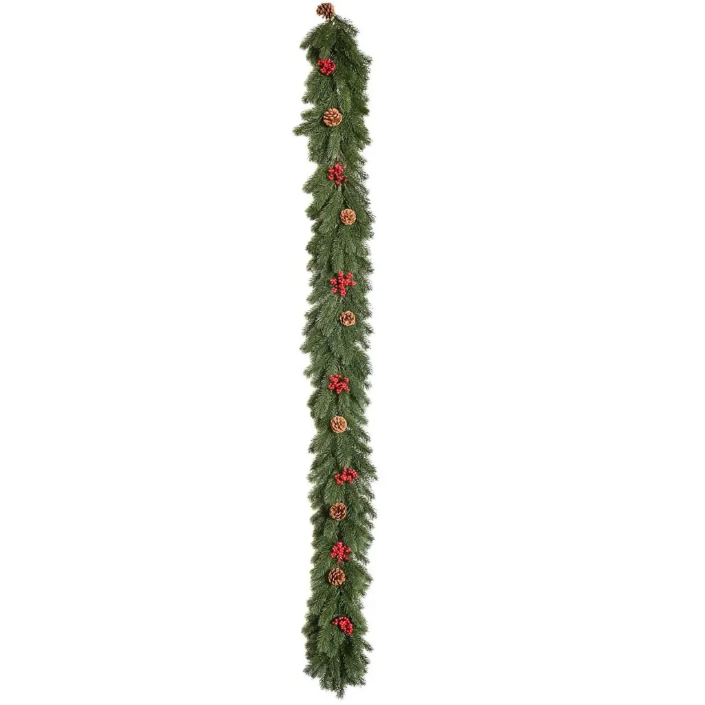 1.9M artificial Christmas garland flower decoration with pine cones berries