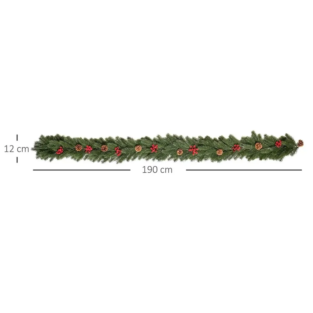 1.9M artificial Christmas garland flower decoration with pine cones berries