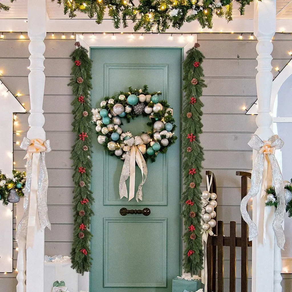 1.9M artificial Christmas garland flower decoration with pine cones berries